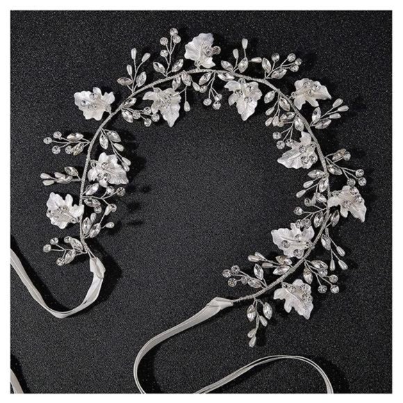 SWEETV Handmade Leaf Wedding Headpieces for Bride Hair Accessories Crystal main image 7